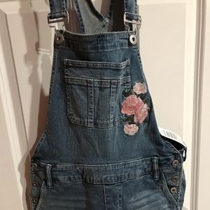 NWT Torrid floral embroidered denim overall
